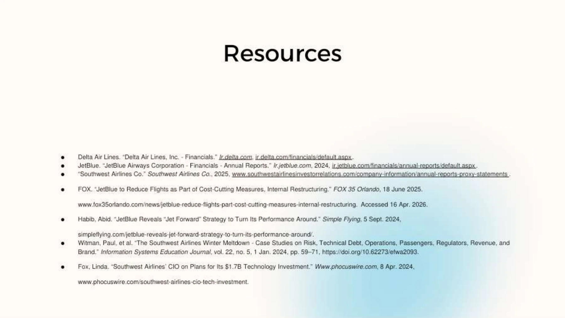 Page 16 of JetBlue, Southwest, and Delta Performance Analysis